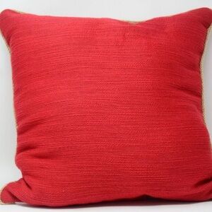 Brentwood Decorative Red Square Pillow with Tan trim